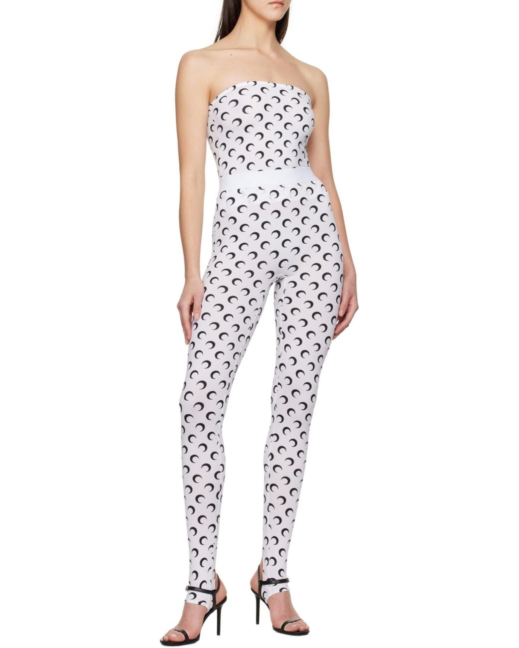 MARINE SERRE White All-Over Moon Printed Bandeau Top