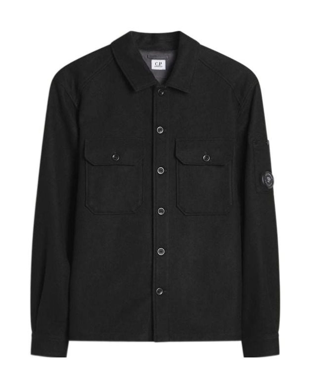 C P Company Black Felted Shirt Jacket for men