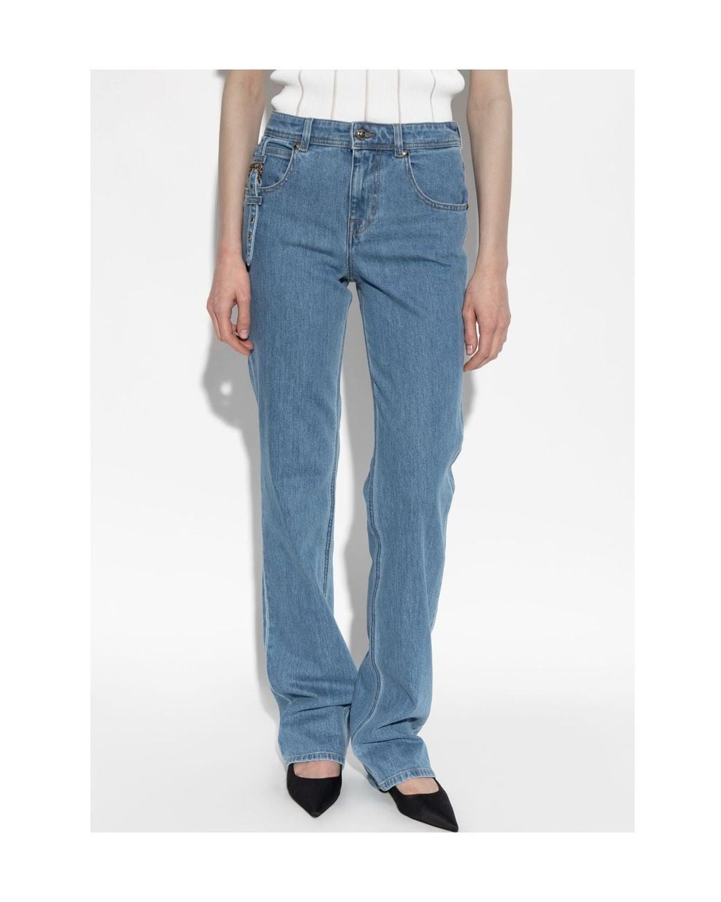 Versace Jeans Blue Couture Slim-Fit Buckle Detail Jeans
