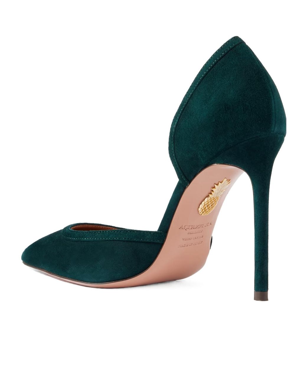 Aquazzura Blue Bow-Detailed Cutout Suede Pumps