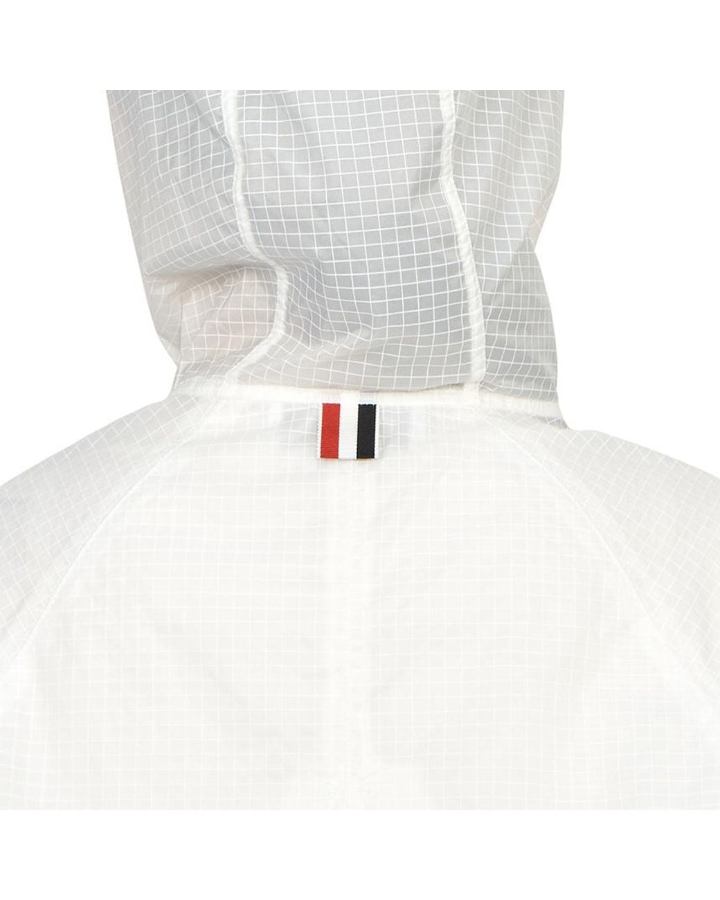 Thom Browne White 4-Bar Stripe Detailed Hooded Jacket