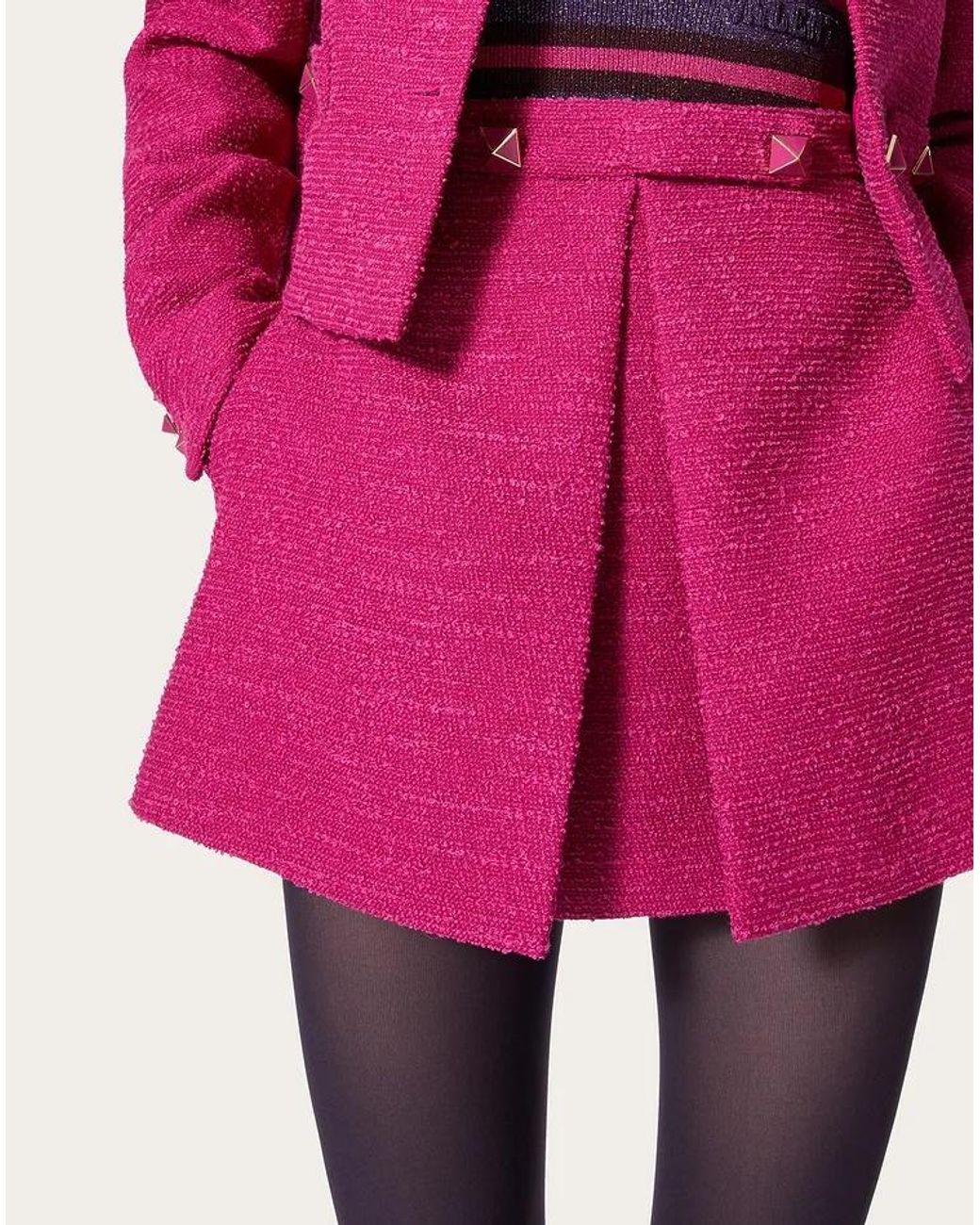 Valentino Pink Rockstud-Embellished A-Line Skirt