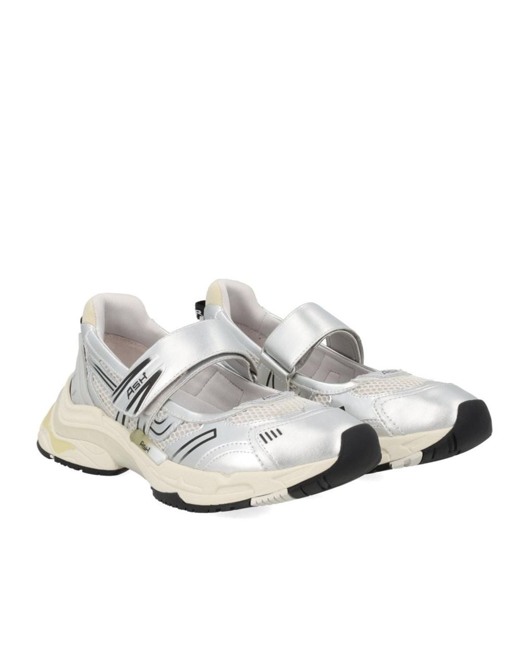 Ash White Touch-Strap Mesh-Panel Slip-Ons