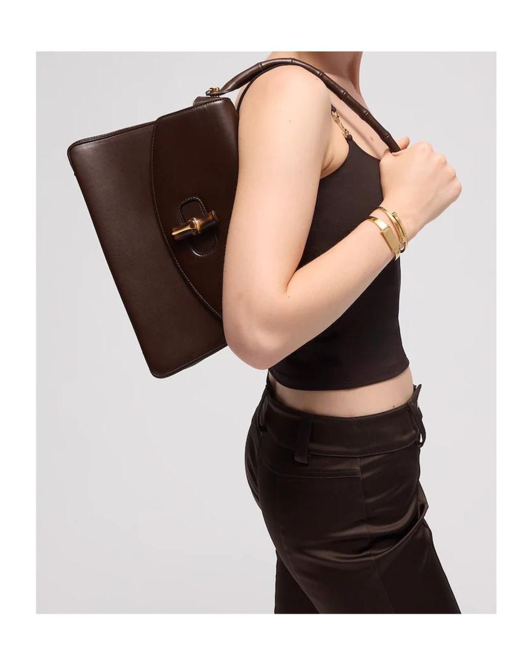 Gucci Brown Bamboo Vendetta Medium Top Handle Bag