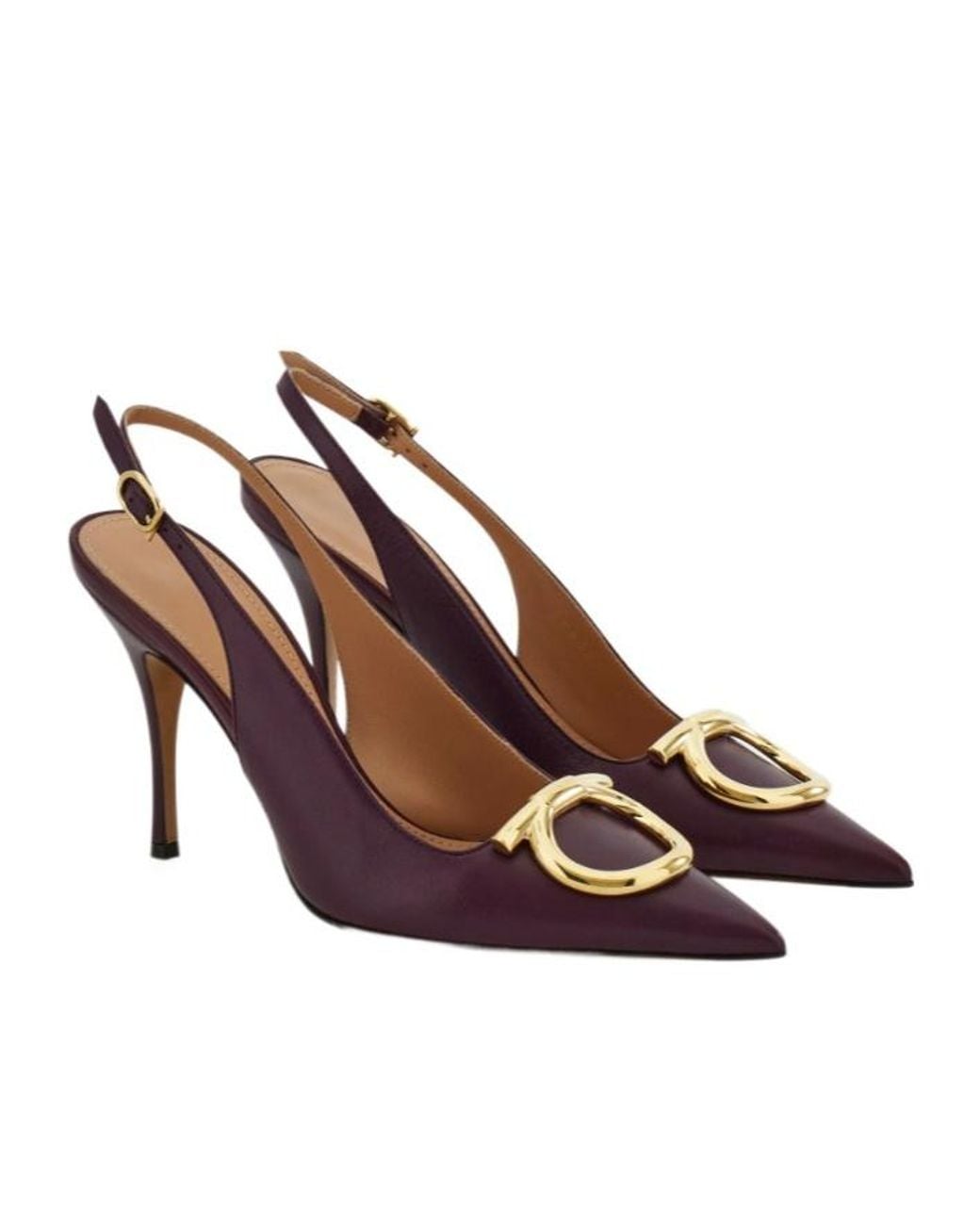 Ferragamo Brown Maxi Gancini Slingback Pump