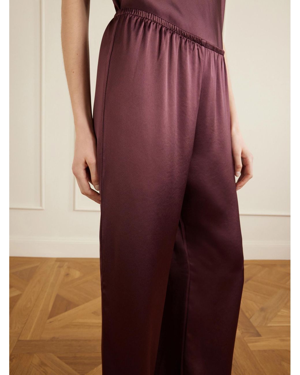 Leset Purple Barb Satin Wide-Leg Pants