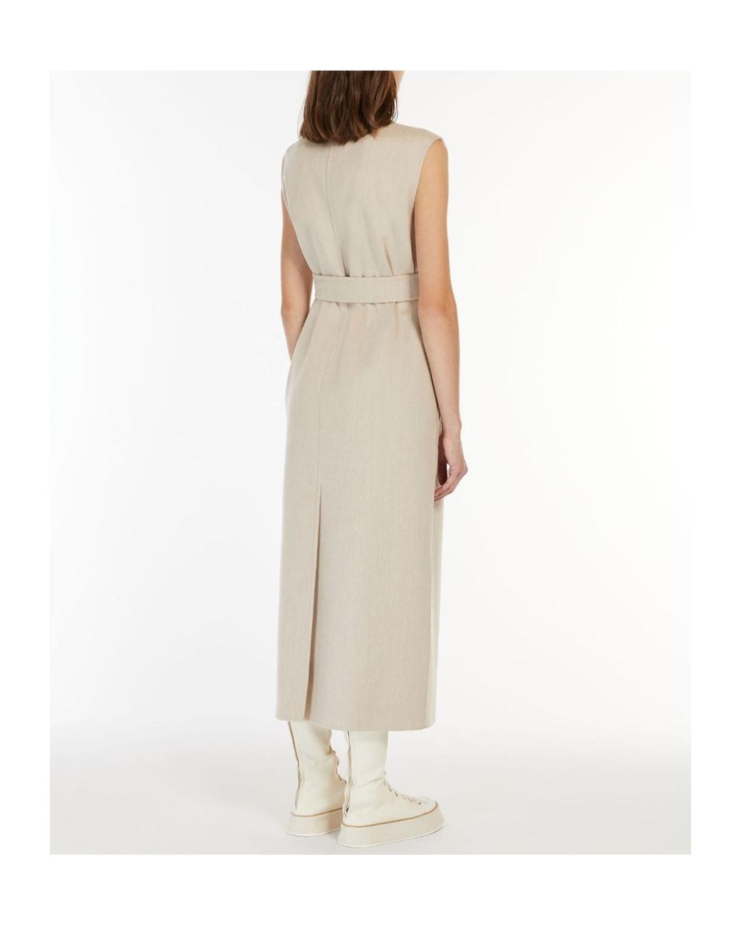 Max Mara Natural Plava Double-Breasted Belted Coat