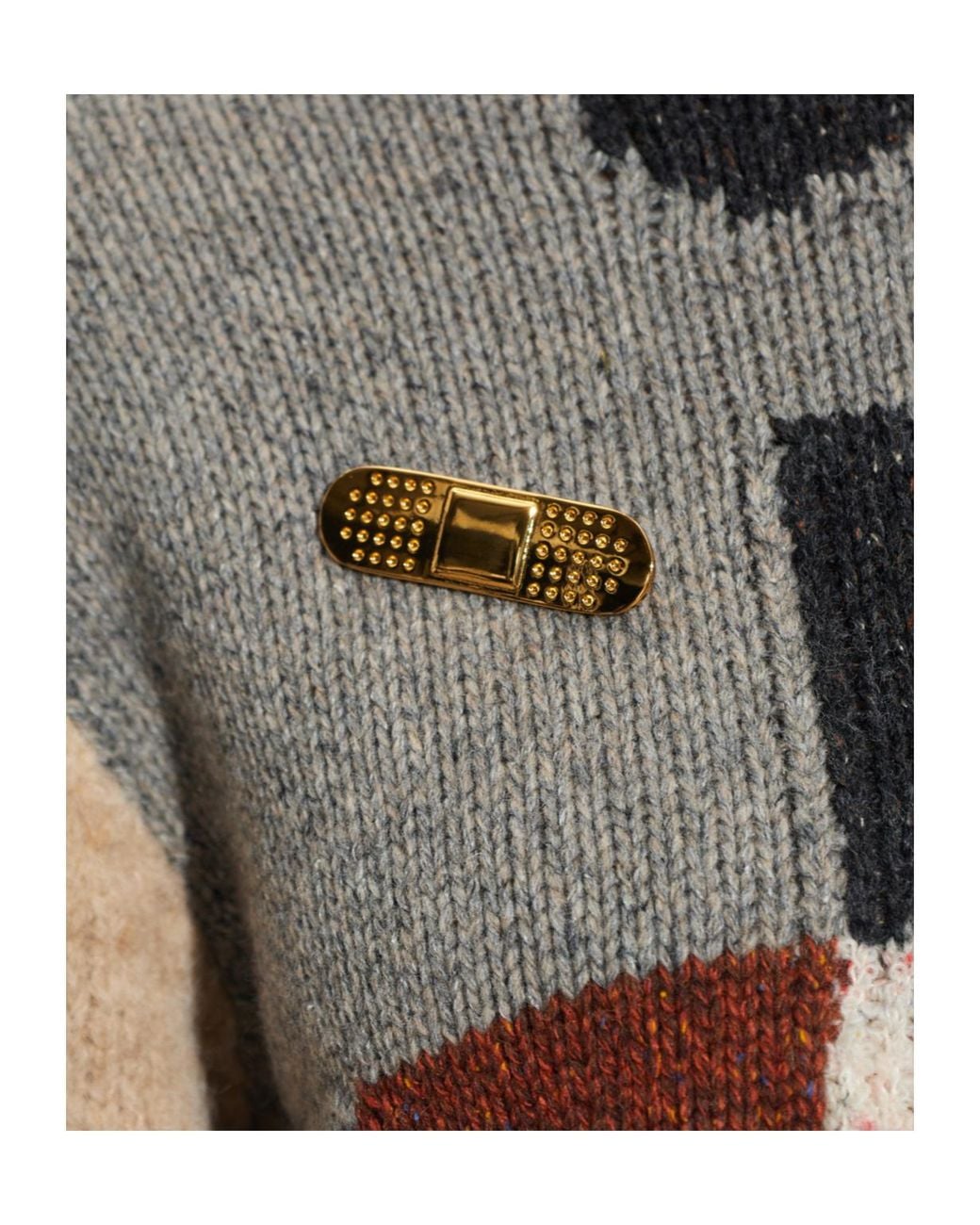 Moschino Metallic Embellished Pin