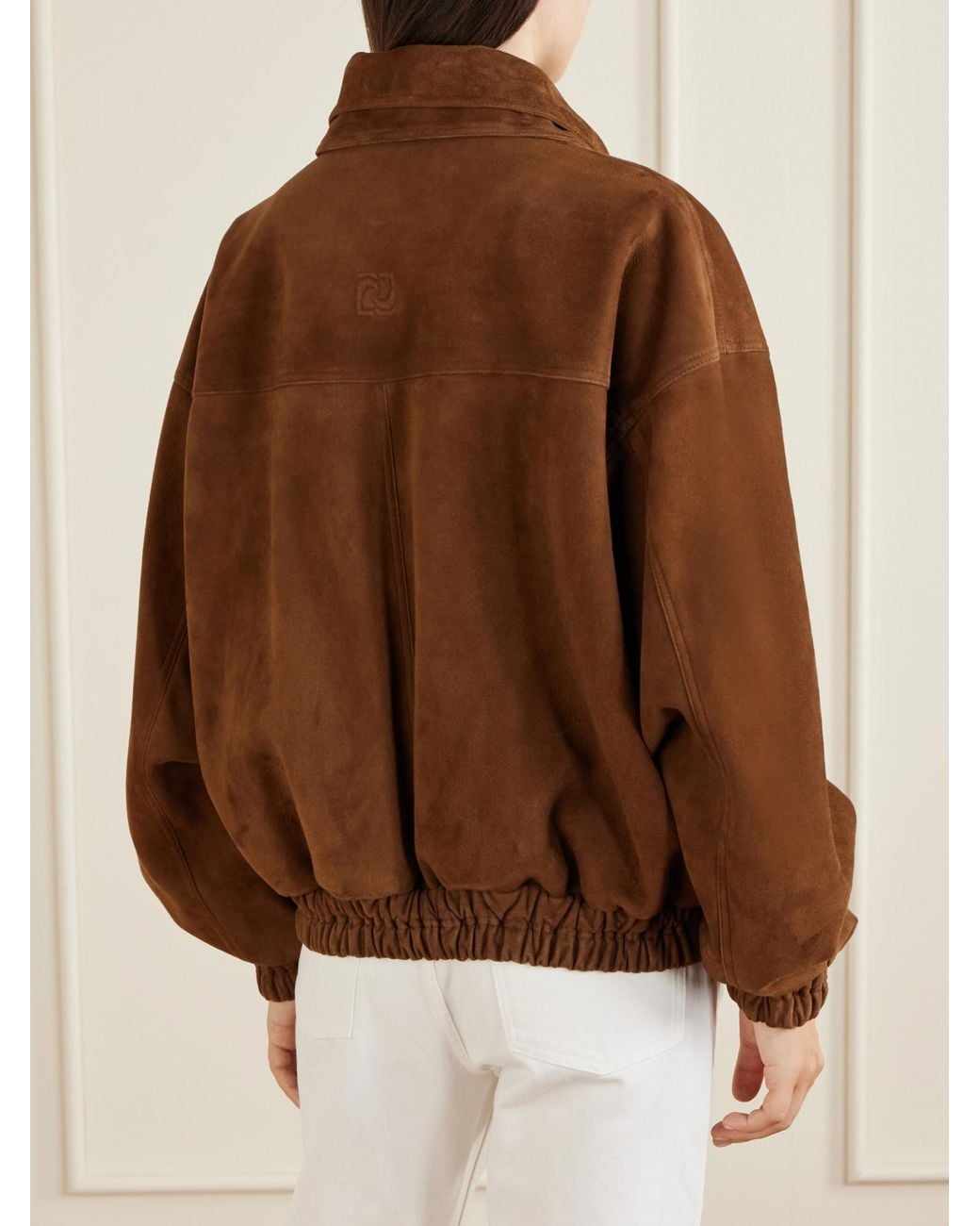 Magda Butrym Brown Solid Color Suede Biker Jacket