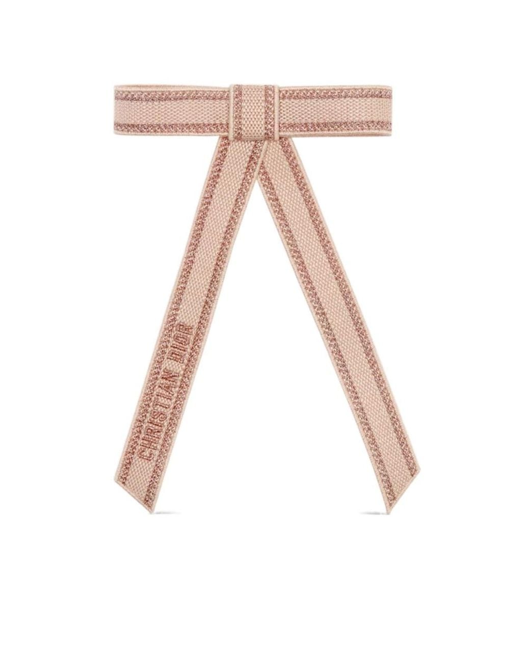 Dior White Christian Embroidered Twist Bow