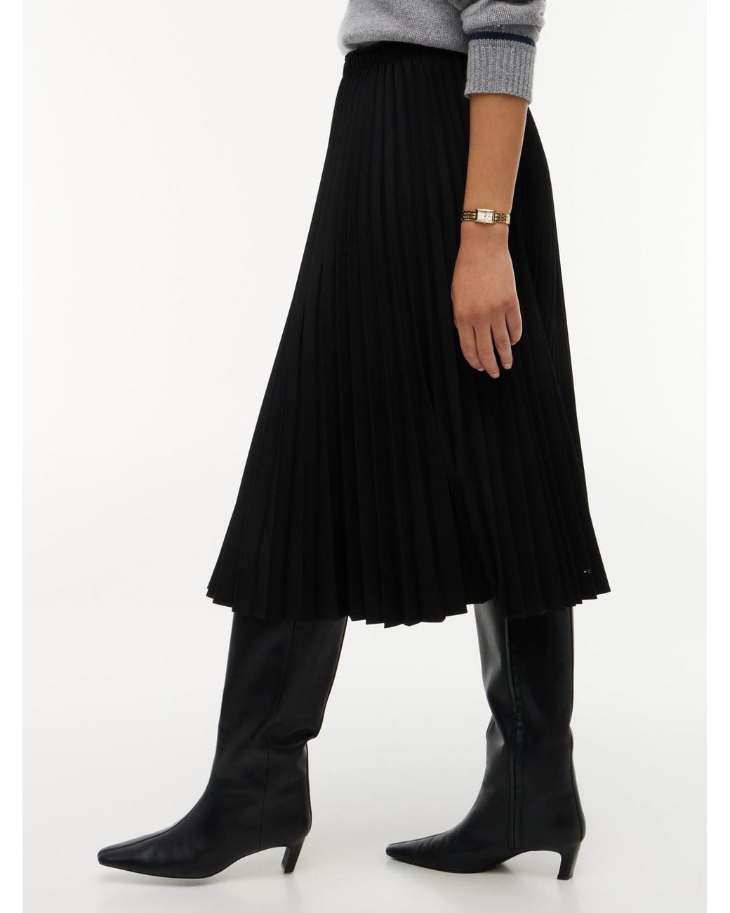 Tommy Hilfiger Black Pleated Midi Skirt