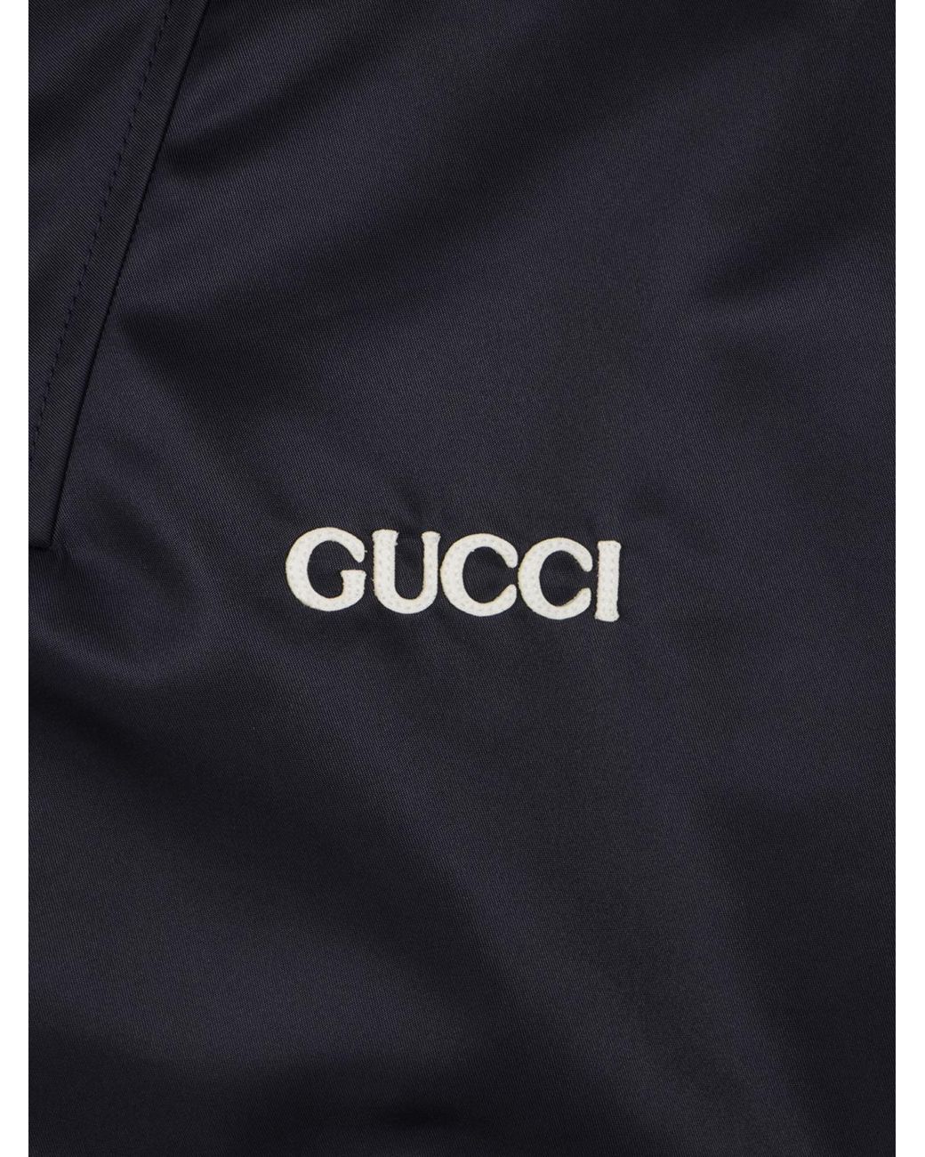 Gucci Blue Nylon Twill Jacket With Patch for men