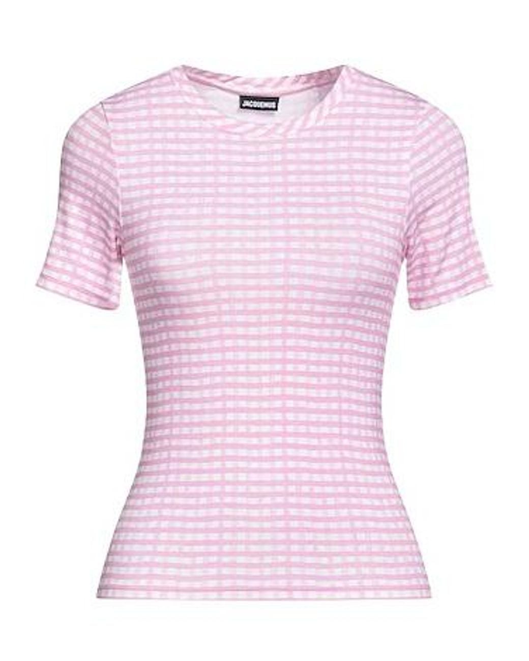 Jacquemus Pink Plaid Print T-Shirt