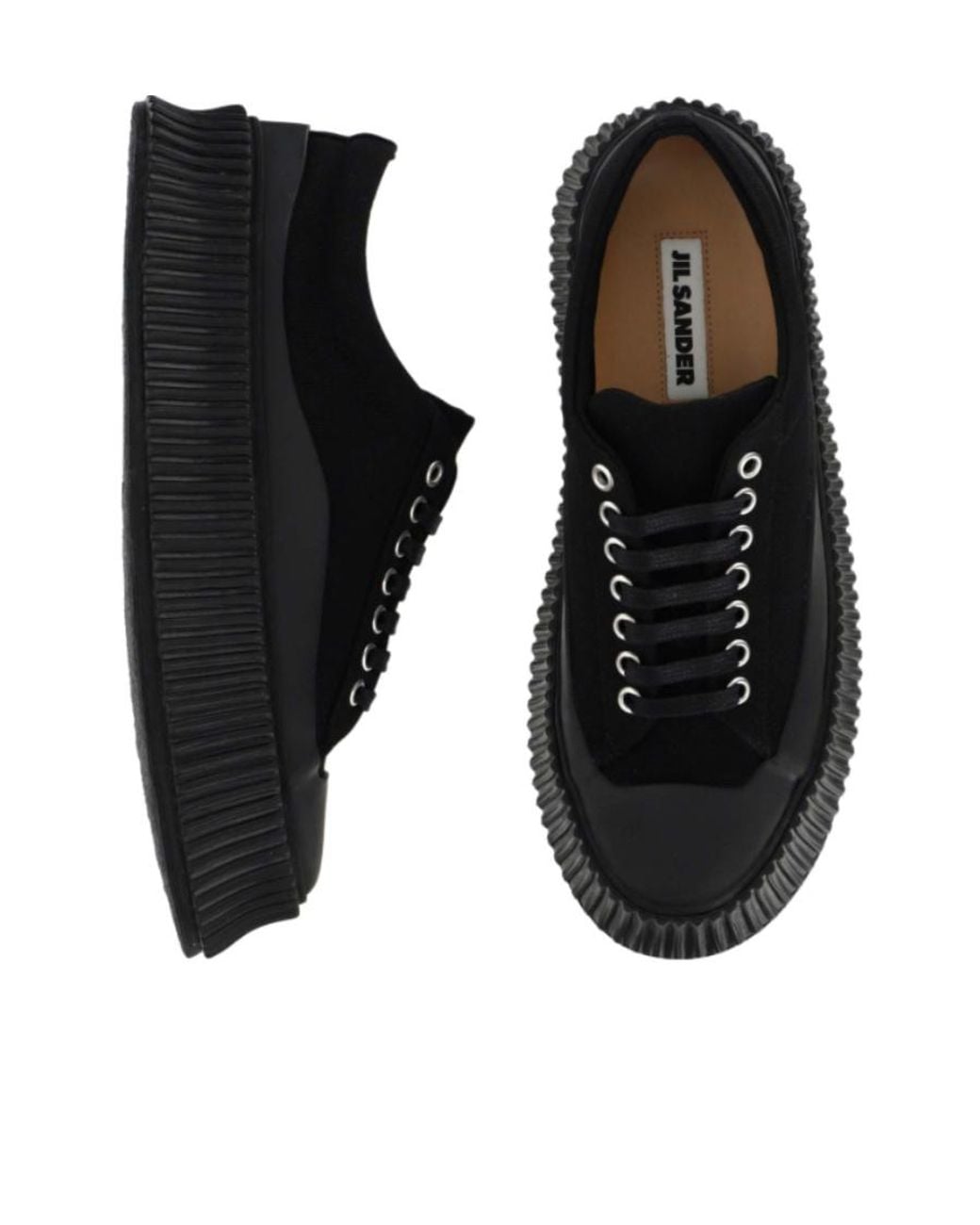 Jil Sander Black Round-Toe Low-Top Sneakers