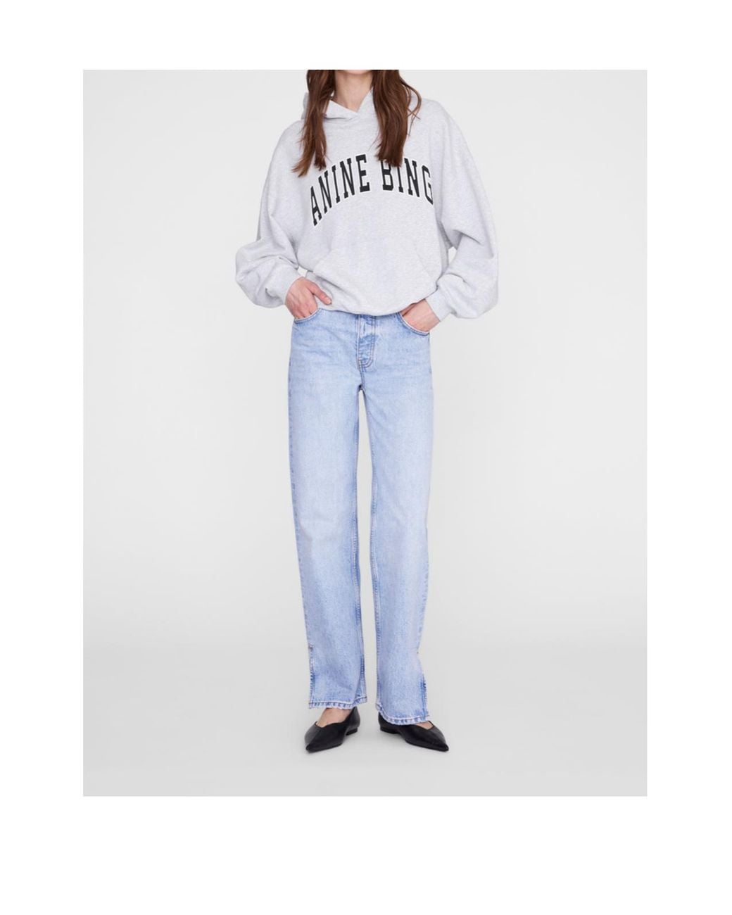 Anine Bing Gray Harvey Logo Hoodie