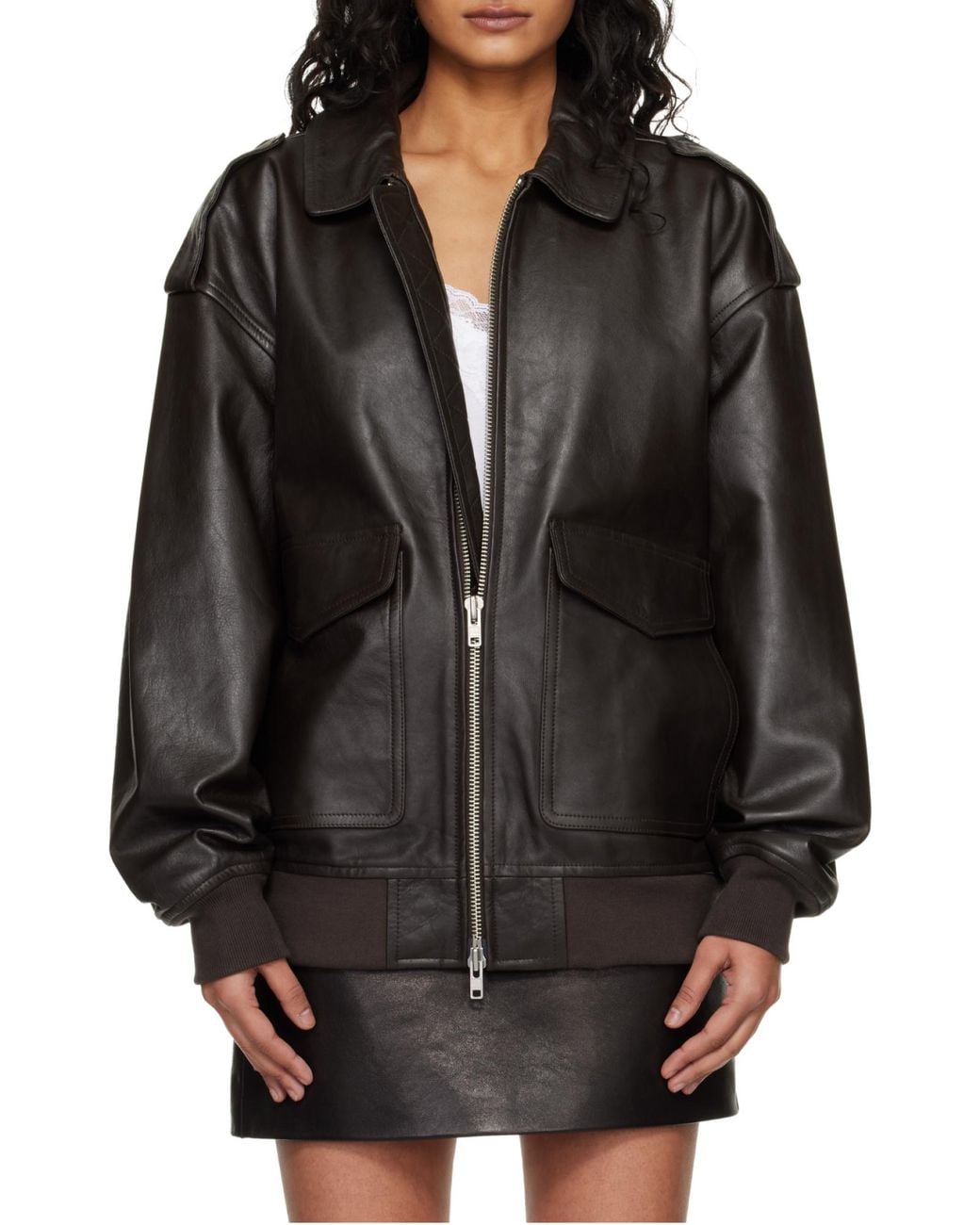Frankie Shop Black Viper Leather Jacket