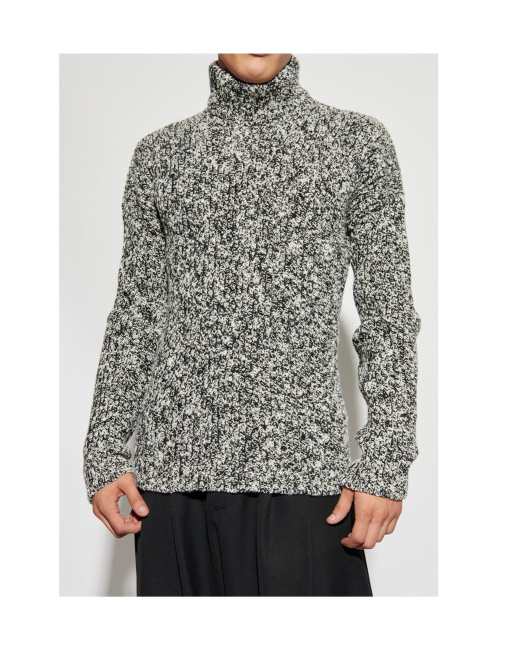 Dolce & Gabbana Gray Logo Patch Turtleneck Knitted Jumper for men
