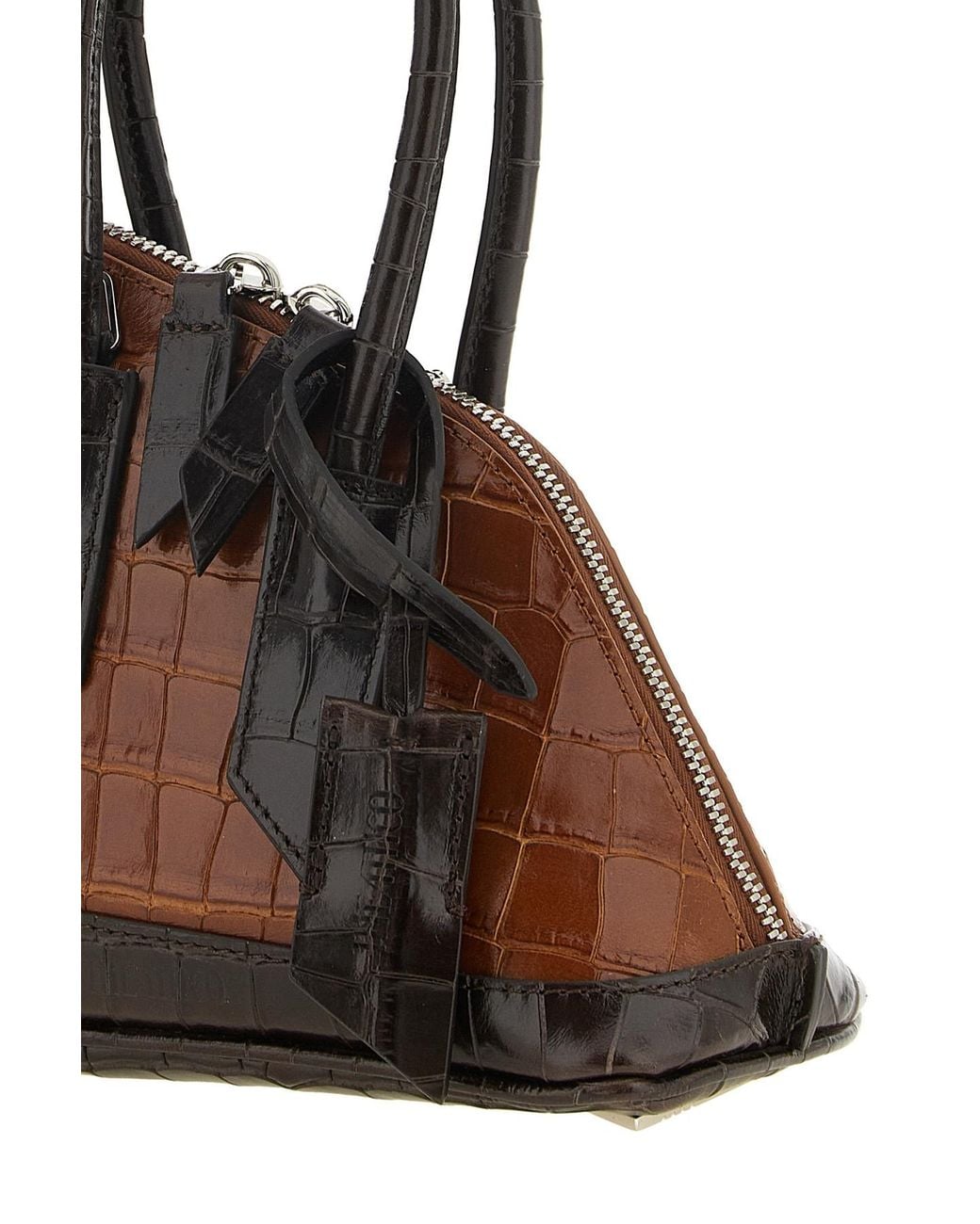 The Attico Brown The Mini Sant Ambroeus Embossed Tote Bag