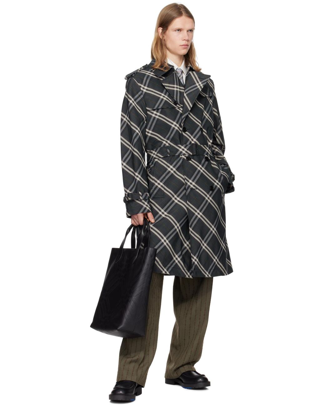 Burberry Black Embossed Check Tote for men