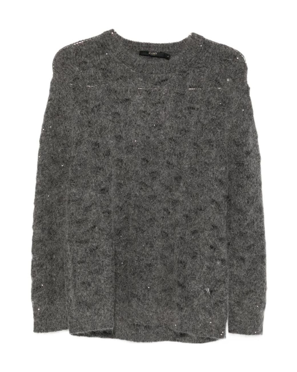 Seventy Gray Embellished Long Sleeved Jumper