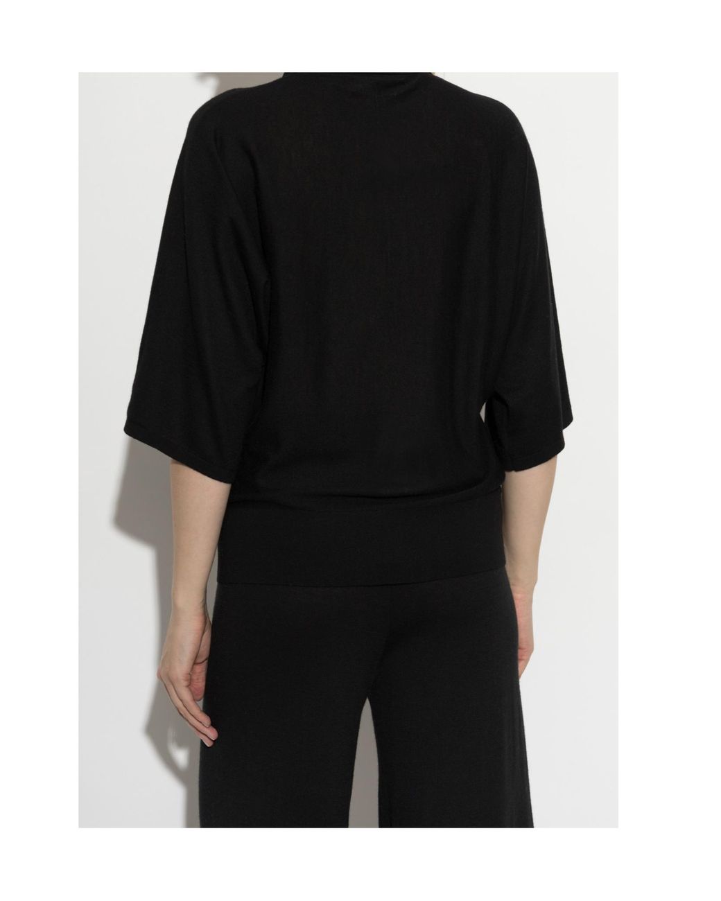 Lisa Yang Black Norie Polo Knitted Top