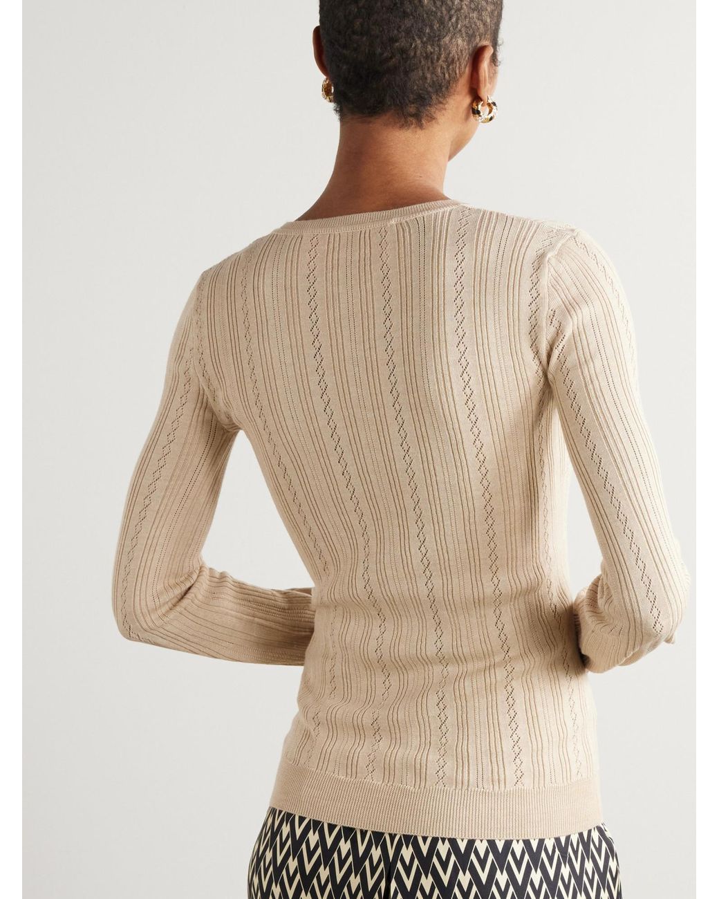Valentino Natural Logo Plaque Crewneck Jumper