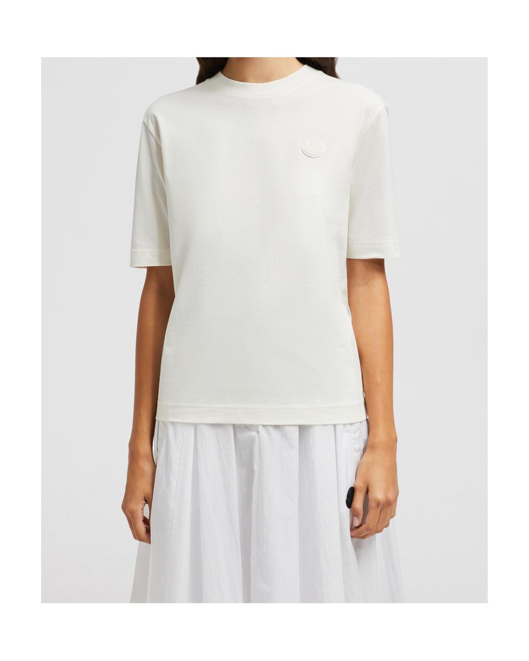 Moncler White Silicone Logo Patch T-Shirt