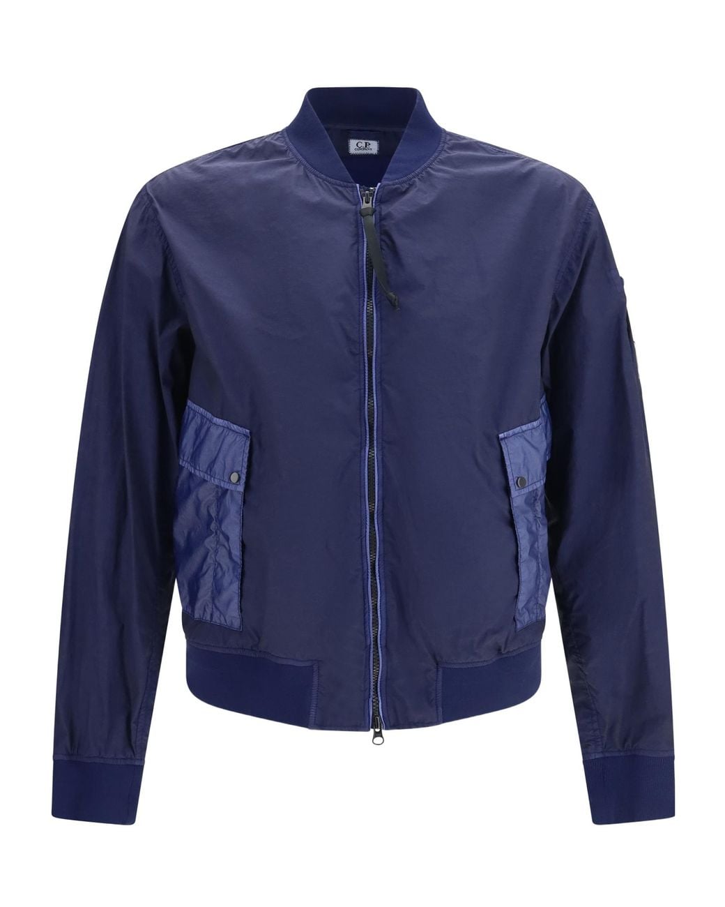 C P Company Blue Bi-Tm Mixed Lens Bomber Jacket for men