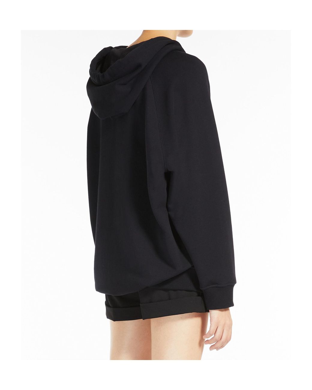 Max Mara Black Graphic-Print Logo-Patch Hoodie