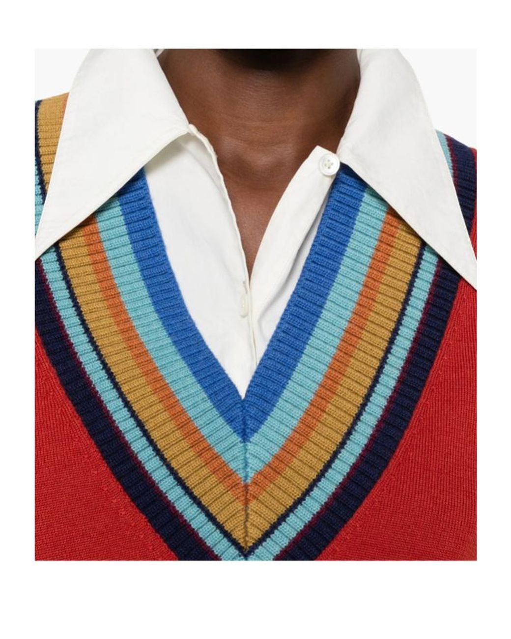 Dries Van Noten Red V-Neck Knit Vest