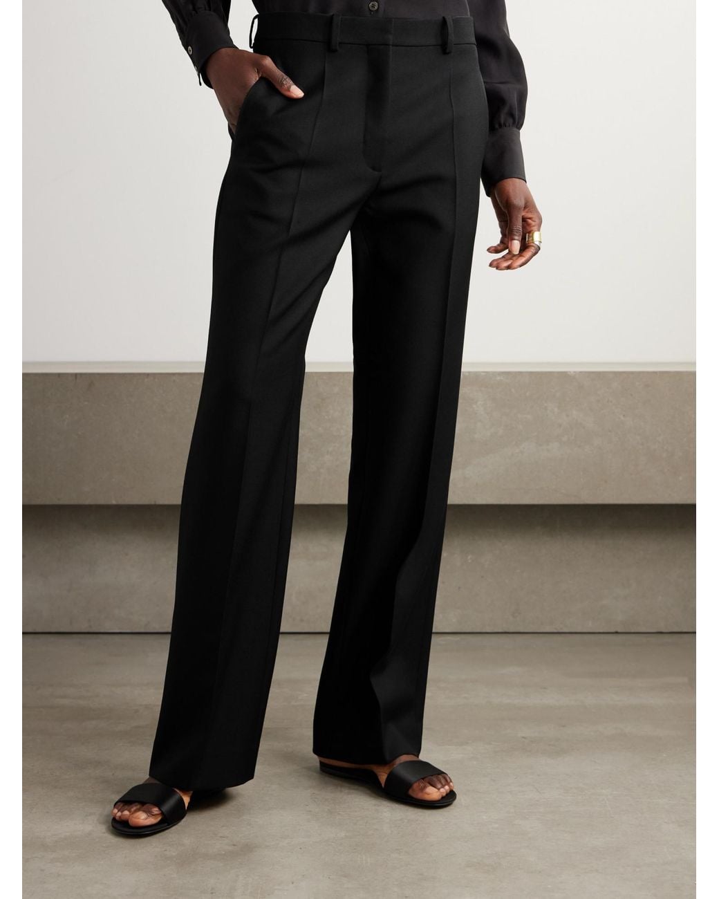 The Row Black Albereta Straight Leg Pants
