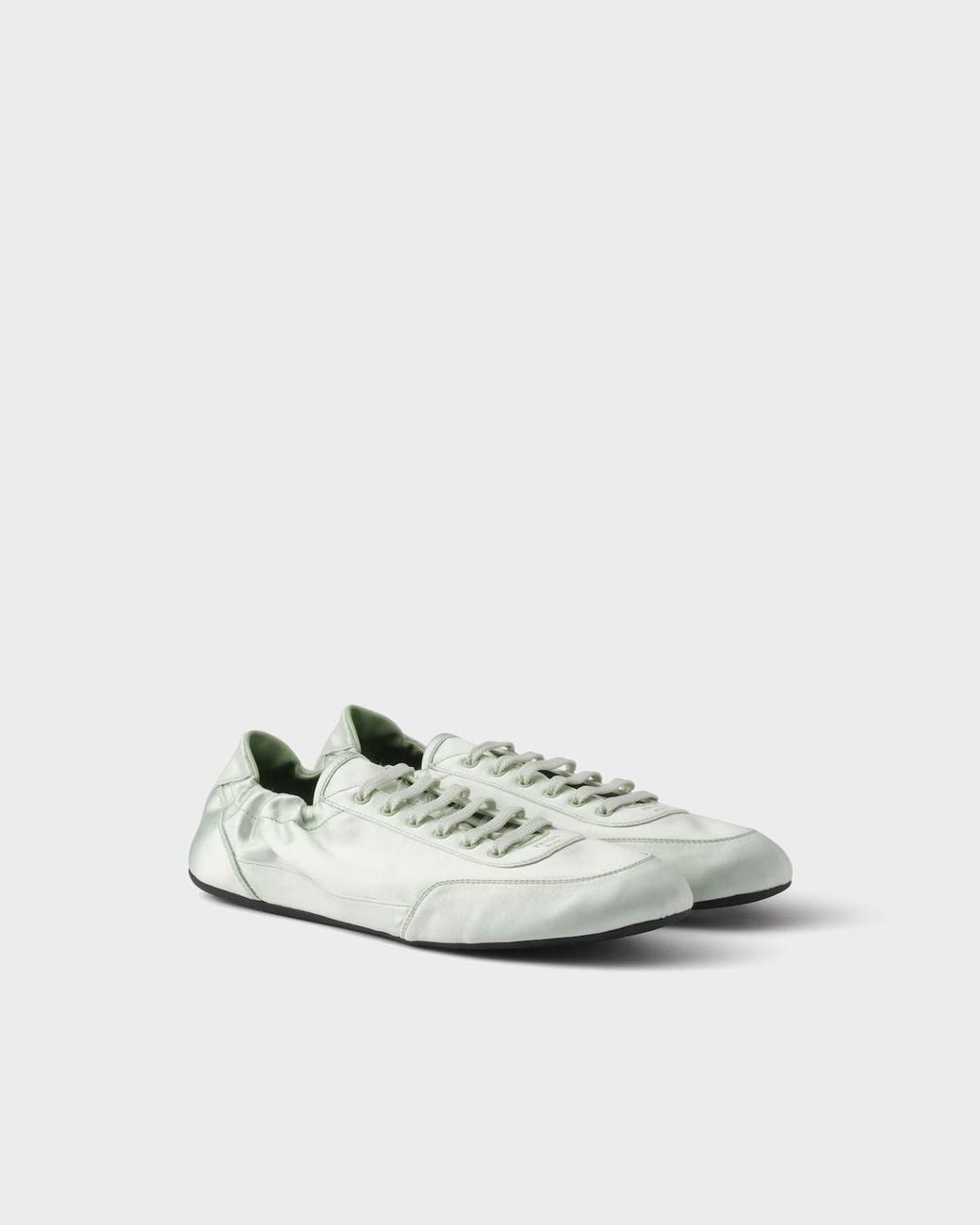 Prada White Collapse Lace-Up Sneakers