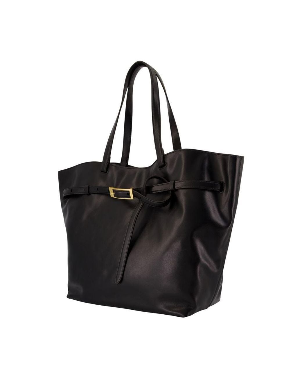 Anine Bing Black Small Elly Buckled Leather Tote Bag