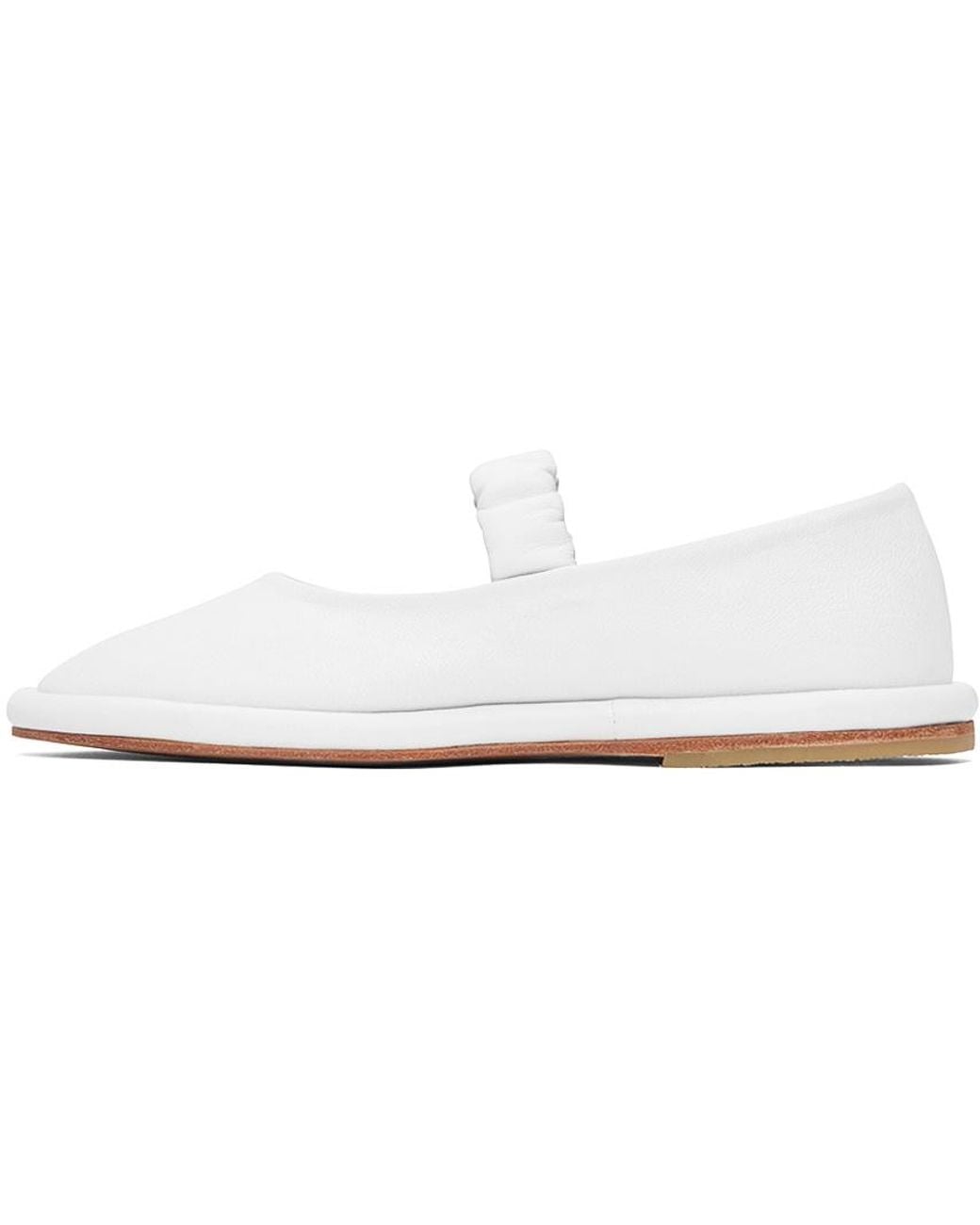 Lauren Manoogian White Solid Color Leather Ballet Flats
