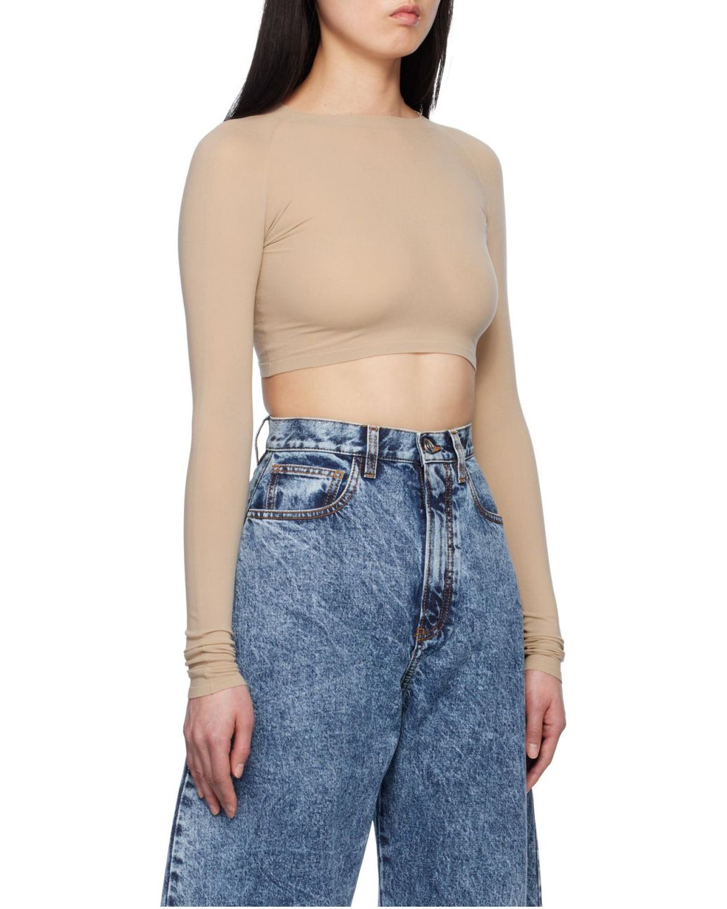 Alaïa White Alaïa Crewneck Cropped Knitted Top