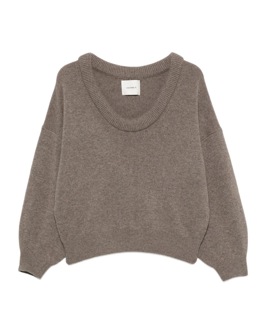 Lisa Yang Brown Low-Cut Crew Neck Sweater