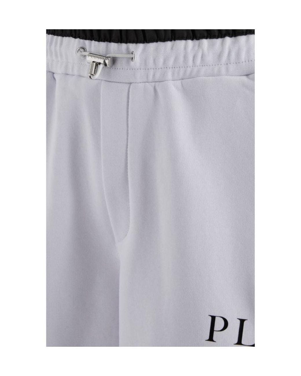 Philipp Plein Blue Logo-Plaque Drawstring Track Shorts for men