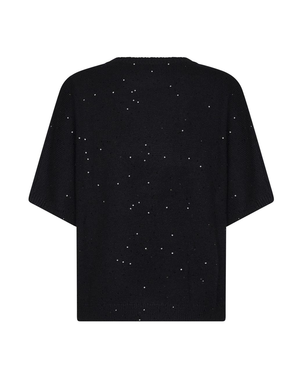 Brunello Cucinelli Black Sequined Kimono-Sleeve Sweater