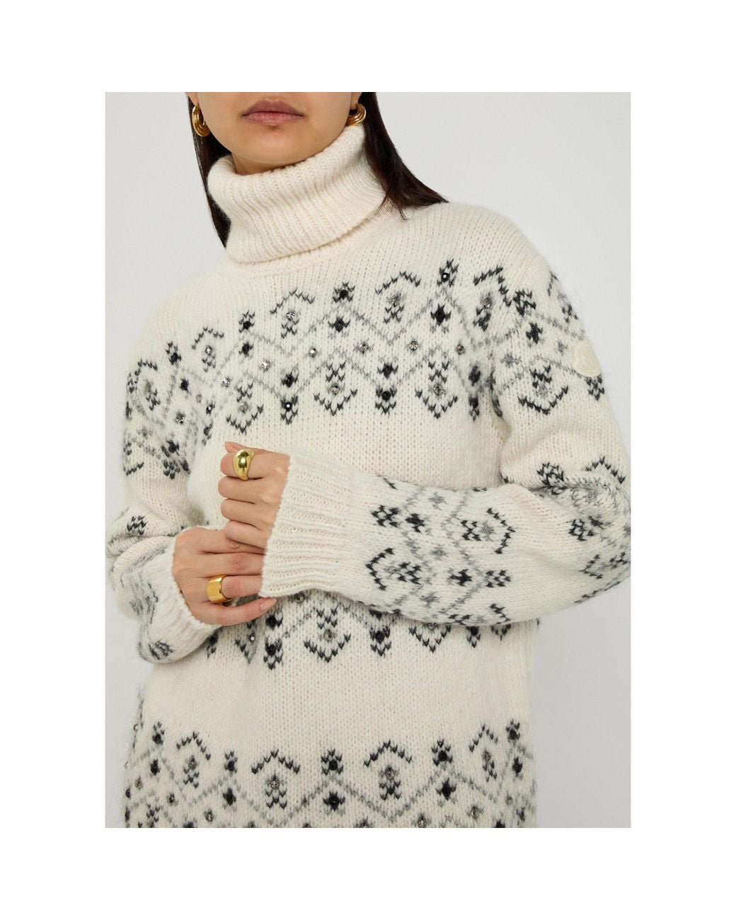 Moncler White Funnel-Neck Jumper