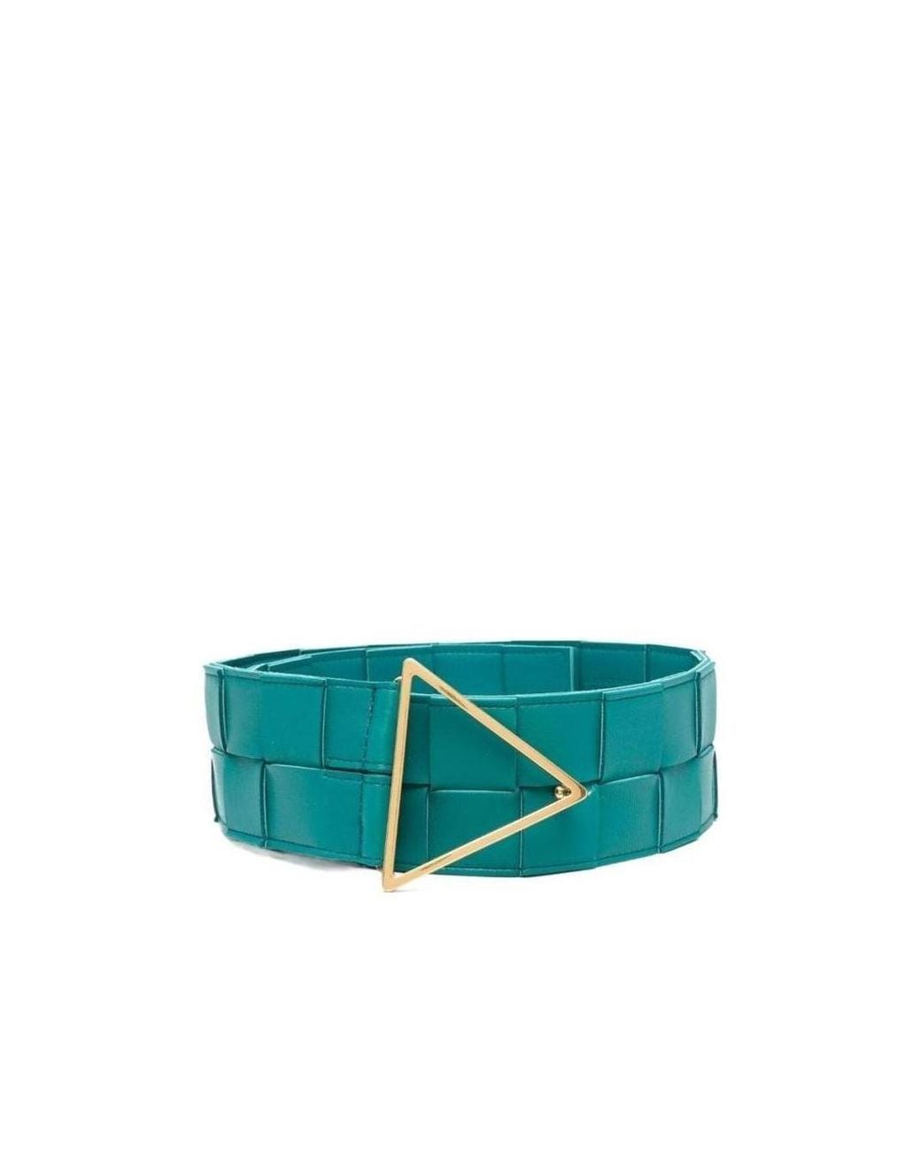 Bottega Veneta Green Maxi Intreccio Triangle-Buckle Belt