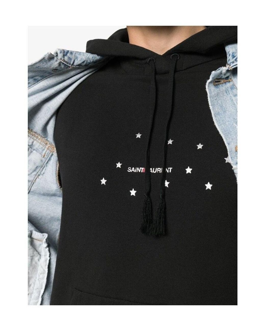 Saint Laurent Black Star Logo Hoodie for men