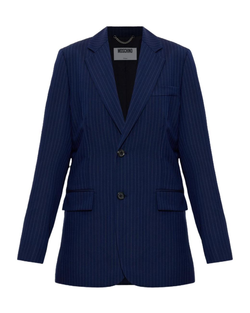 Moschino Blue Striped Single Breasted Blazer