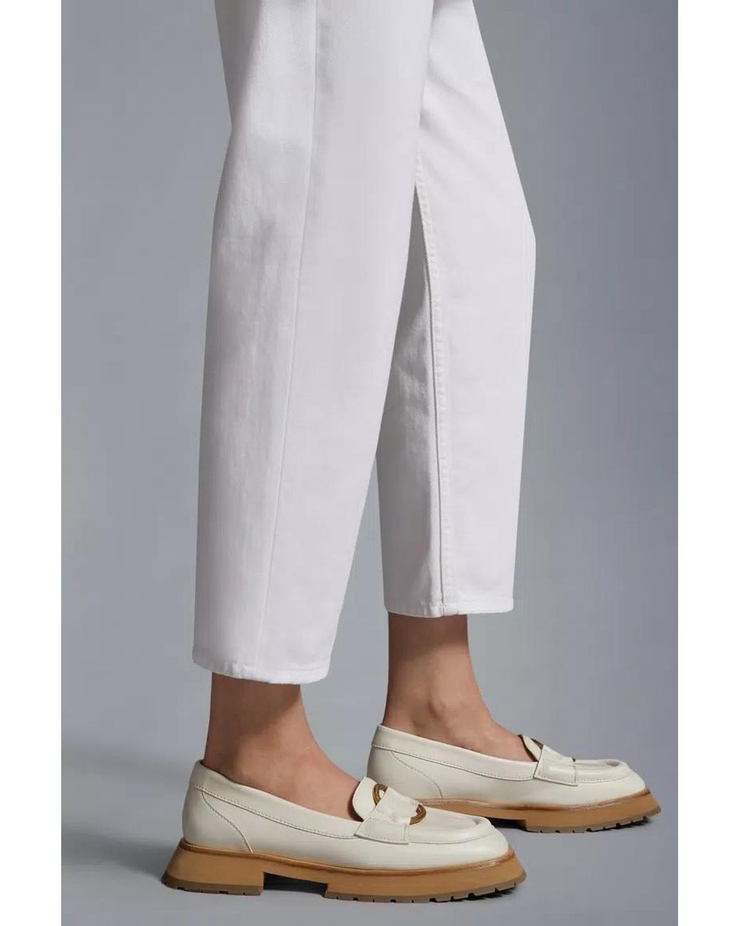 Moncler White Rind Detailed Loafers