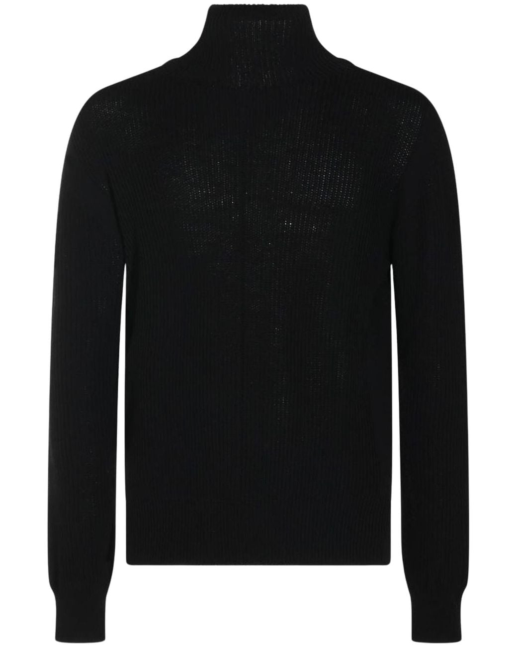 Rick Owens Black Ribbed-Knit Roll-Neck Sweater for men