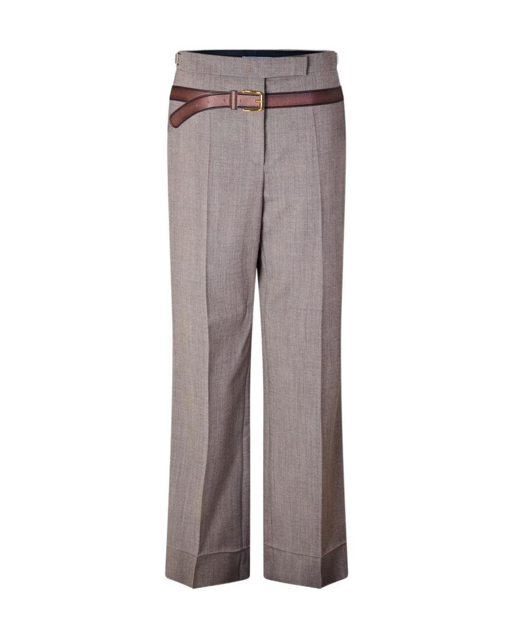 Prada Gray Trompe-L'Oeil High-Waisted Wide-Leg Pants