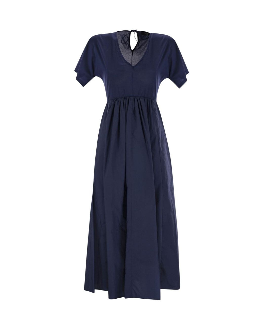Weekend by Maxmara Blue Bronzo V-Neck Short-Sleeved Dress