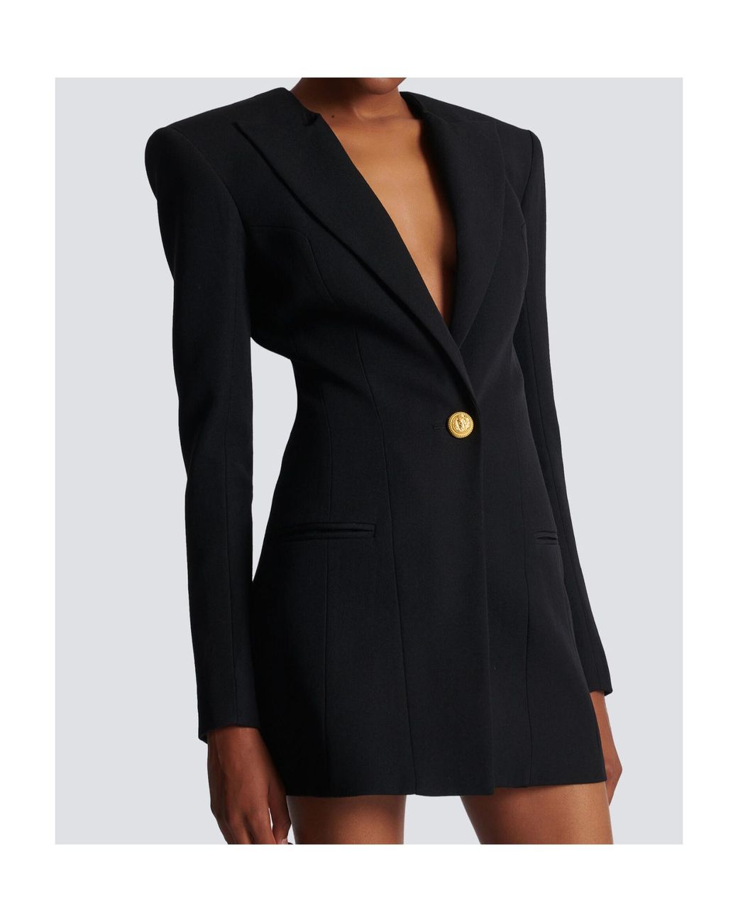 Balmain Black Long Sleeved Tailored Dress