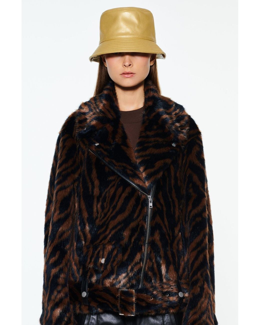 Stand Studio Black Tiger-Print Biker Jacket
