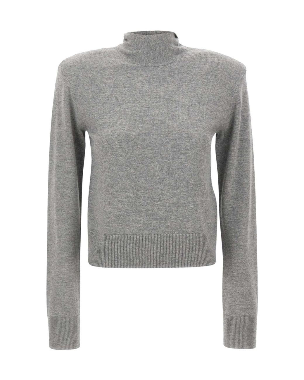 ROTATE BIRGER CHRISTENSEN Gray Tie-Neck Sweater