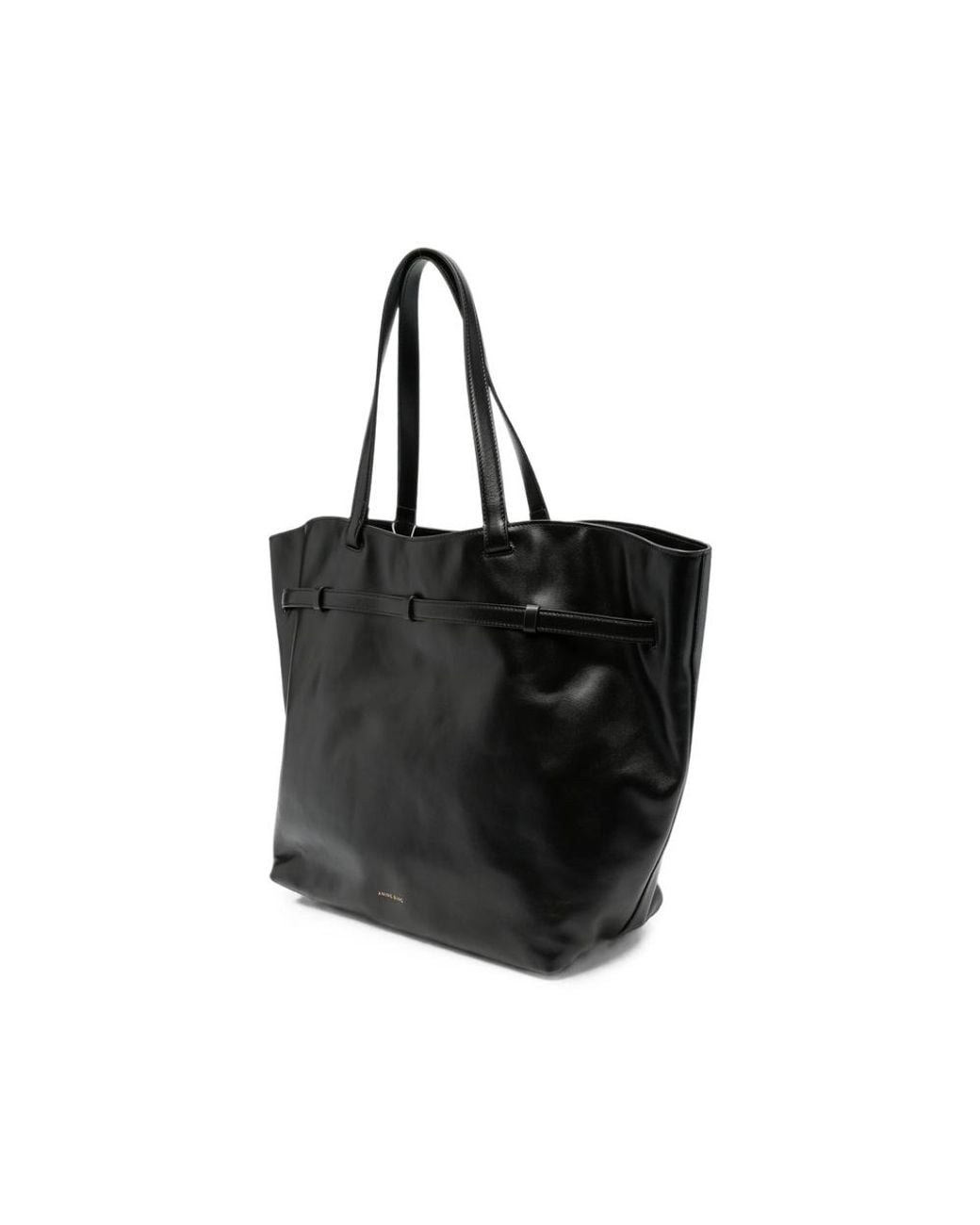 Anine Bing Black Small Elly Buckled Leather Tote Bag